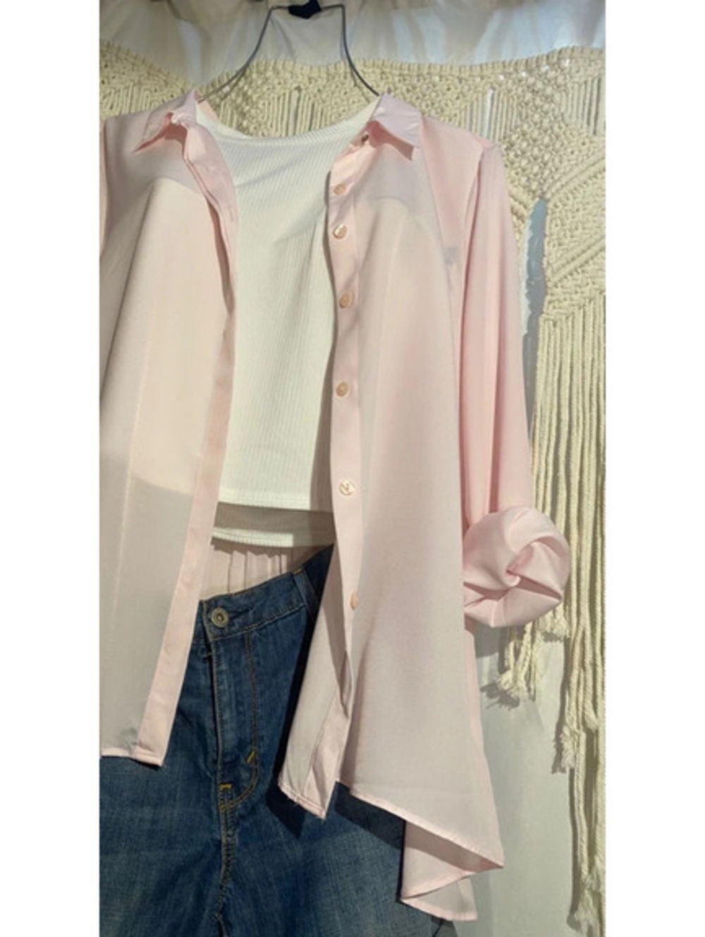 Light pink back pleated blouse
